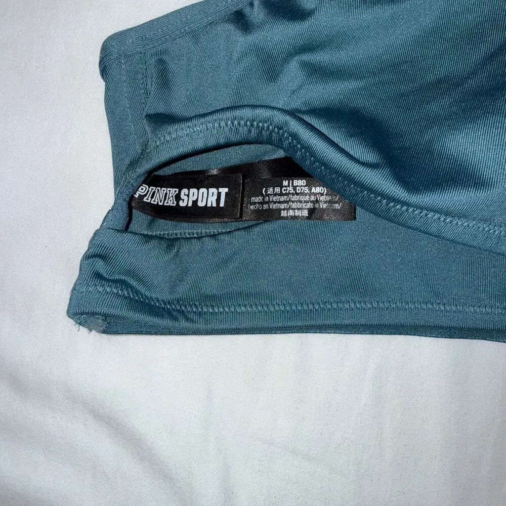 VS Pink Sport Teal Wrap Sports Bra Racerback Pilates Yoga Athliesure Medium